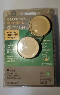 Lutron D-603PGH-DK Rotary 600W Single Pole 3Way White/Ivory Indoor Dimmer NEW FS • $9.99