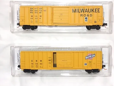 2 N Micro-Trains Line 50' Rib Side Box Cars MILW #02500780 And CNW #02500670 NIB • $41.99