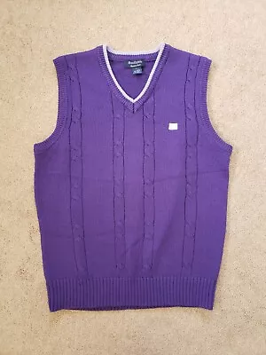 Vintage Y2K Southpole Cable Knit Mens Size Large Purple Embroidered Vest • $17.99