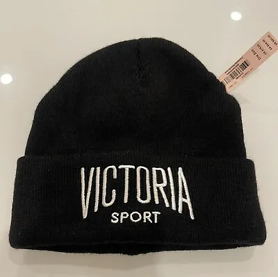 Victoria's Secret Sport Fashion Show Knit Beanie Hat Black/White New With Tags. • $13.99