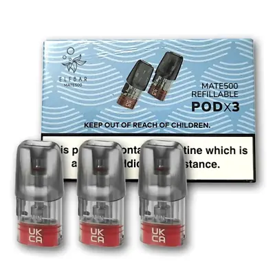 Elf Bar - Mate 500 Refillable Pod 1.6 Ml Pack Of 3 Pc - Empty Pods - Tpd Uk • £7.36