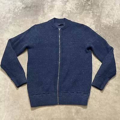 Gap Sweater Mens Medium Tall Navy Blue Full Zip Cardigan Budding Texture • $28.98