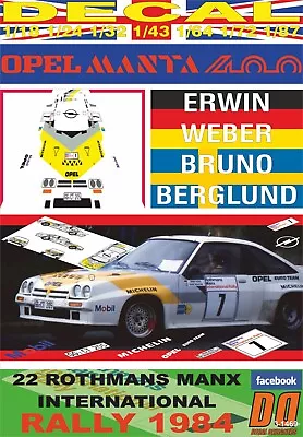 DECAL OPEL MANTA 400 E. WEBER MANX R. 1984 DnF (08) • $23