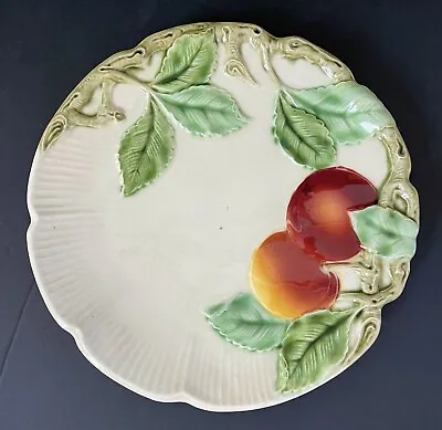 Vintage Majolica Fruit DinnerPlate Wall Hanging Czechoslovakia #827 Peach  10.5” • $42