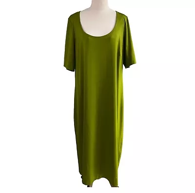 TS Taking Shape Maxi Dress Women Plus Sz S Green Stretch Knit S/sleeve Lagenlook • $24.99