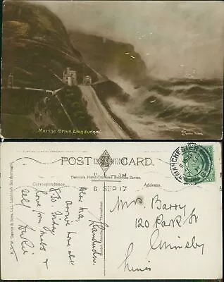 £5 • Buy Llandudno Marine Drive Elmer Keene 1917 Cancel ETW Dennis Hand Coloured RP