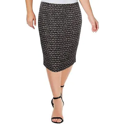 Calvin Klein Womens Tweed Metallic Straight Skirt Black 6 • $14.99