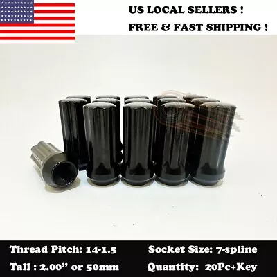 20pc+security Key 14x1.5 Fit Ram 1500 Black 2'' 7-spline Lug Nuts 2012-newer • $21.95