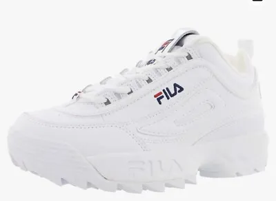 FILA WOMENS DISRUPTOR II PREMIUM White / Navy /red 1BM00636-125 • $49