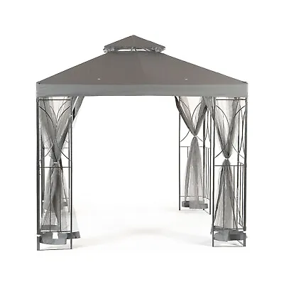£100178 • Buy SunTime Gazebo 2.5m Polenza Grey / Cream Metal Framed Garden Outdoor Tent