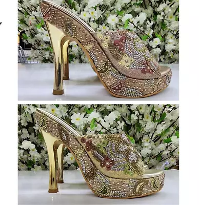 Women's Sandals Indian Bridal High Heels Wedding Shoes Diamond Heel For Bride • $143.99