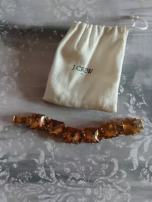 Vintage Bracelet J. Crew Tangerine Golden Rhinestone 7  Long W Original Dust Bag • $24.99