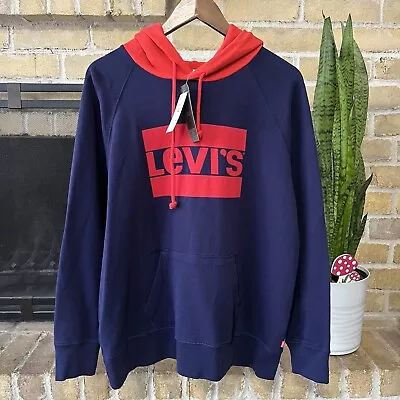 NWT Levi’s Womens Contrast Logo Hoodie Red Blue Size XL • $13