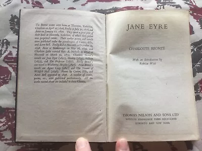 Jane Eyre By Charlotte Bronte Vintage Nelson Classic Novel Circa 1940 In EC • $35