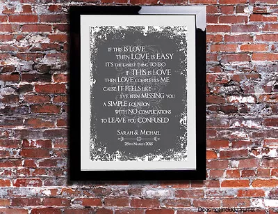 £9.99 • Buy McFly Love Is Easy Lyrics Print Wedding Song Personalised Canvas Gift