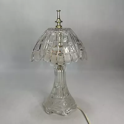 VTG HEAVY CUT CRYSTAL CLEAR FROSTED GLASS Vanity LAMP Boudoir Table Night Light  • $36