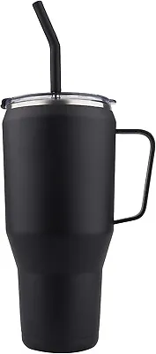 30 Oz Tumbler With Handle Straw Lid Double Wall Vacuum Sealed Stainless Steel • $13.45