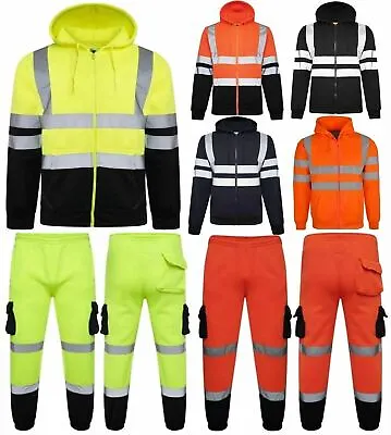 £34.99 • Buy Hi Vis Work Men Viz Tracksuit Safety Work Wear Hoodie Jogging Bottoms Pants Top