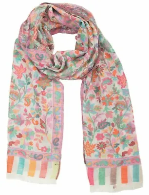 Warm Wool Blend Pastel Multicoloured Paisley Floral Woven Scarf/Stole/Shawl/Wrap • £11.66