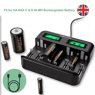 8-Slot Fast Battery Charger Universal UK & AA AAA C D Ni-MH Rechargeable Battery • £16.95