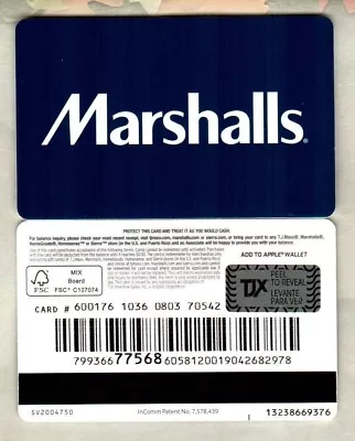 MARSHALLS White Logo On Blue 2020 Gift Card ( $0 ) V2 • $2.50