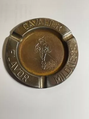 Vintage CAVALIER Cigarette Metal Tin Ashtray - 3 1/2  In Diameter - MUST SEE • $5