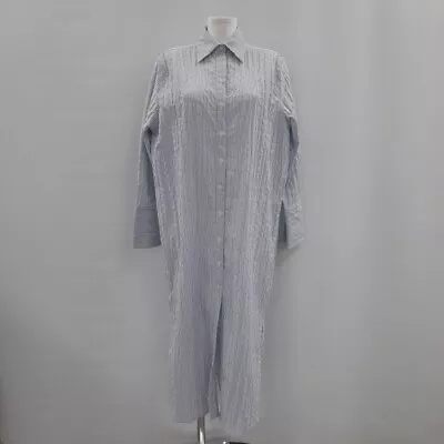 Aligne Long Shirt Dress Women Size 12 Blue White Cotton Blend New RMF53-VM • £19.99