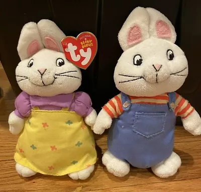 TY Original Beanie Babies Max And Ruby 7” Plush Toys Bunny Bunnies • $20