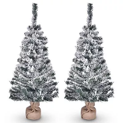 Yescom 2Pack 3 Ft Artificial Mini Christmas Tree Home Decoration Flocked Snow • $54.90