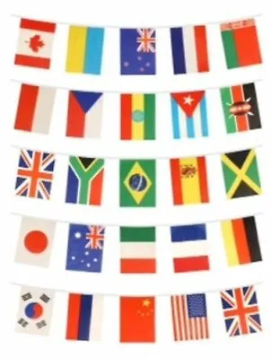 Multi Nation World Bunting 25 Flags International Eurovision Olympics Decoration • £3.75