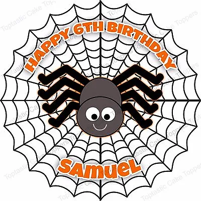 Personalised Spider & Web Bug Insect Edible Icing Birthday Party Cake Topper • £4.65