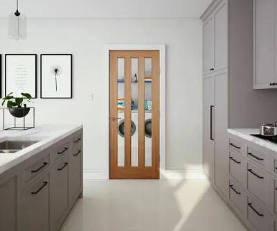 Modern Style 3 Panel Oak Clear Glazed Internal Doors • £111