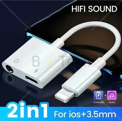 IPhone Jack To 3.5mm Splitter 2in1 Adapter To AUX Headphone & Charger • $9.95