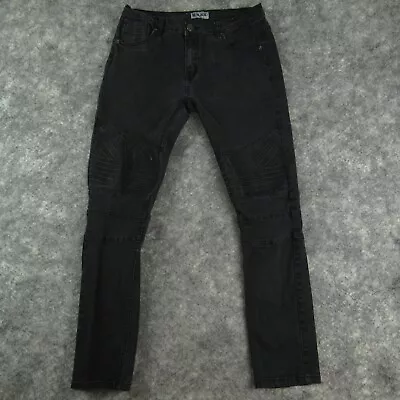 CJ Black Jeans Mens 32x30* Black Skinny Leg Flex Moto Stretch Denim • $18.95