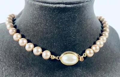 Vintage Carolee Single Strand Faux Pearl Pendant Necklace Choker • $2.99