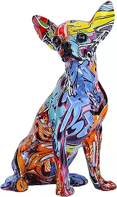 Home Decor Vibrant Chihuahua Dog Statue Creative Sculpture Color Art Figurine • $68.99