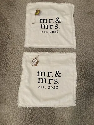 15” Mr & Mrs Throw Pillow Covers Mud Pie New Set Of 2 (C2) • £24