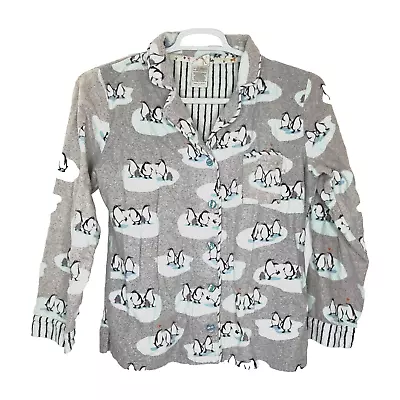 Munki Munki Flannel PJ Penguin Print Top Size Small Gray Blue • $14