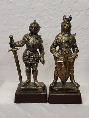 Lot Of 2 Vtg Depose Italy Medieval Knights Figurines Sword Shield 4  XVI-SEC GUC • $27.01