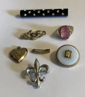 Nice Little Vintage & Antique Lot Of Jewelry-locket Gold Filled Rhinestones & • $19.99