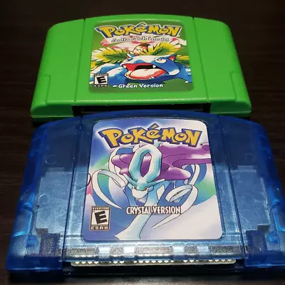 Nintendo 64 Pokemon Lot - Green & Crystal Version ROM • $112