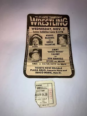 Original 1980's NWA Mid-Atlantic Wrestling Ticket Stub W/ Newspaper Clipping WWE • $49.99