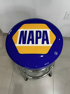 Napa Swivel Bar Stool: Padded Garage Shop Seat With Chrome Plated Legs Blue • $75