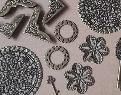 Book Corner Flower Key Metal Embellishments - Scrapbook Craft Junk Journal  • £5.40