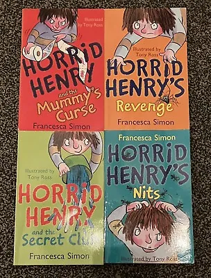 4x Horrid Henry Children’s Books - Secret Club Nits Revenge Mummy’s Curse • £0.99