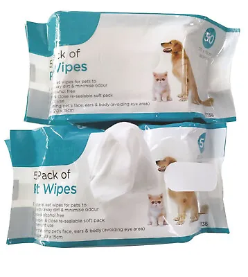£5.75 • Buy 100 X Pet Wipes Dog Cat Cleaning Alcohol And Fragrance Free Wet Wipe
