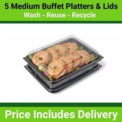 £13.05 • Buy 5 X Medium Catering Platters & Lids (390 X 295 X 70mm) Buffets/Parties & Events