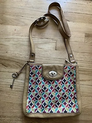 $37.99 • Buy FOSSIL Maddox Multi Colored Fabric / Leather Crossbody Messenger Bag