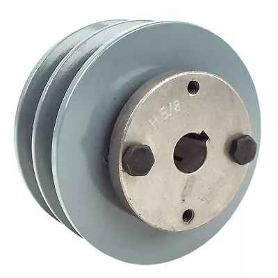 Cast Iron 4  2 Groove Dual Belt B Section 5L Pulley With 5/8  Sheave Bushing • $49.95