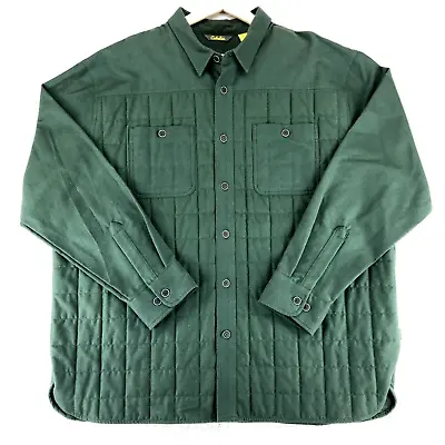 Cabelas Mens XXL Quilted Flannel Dark Green Shacket Work Shirt Farm Ranch Jacket • $39.95